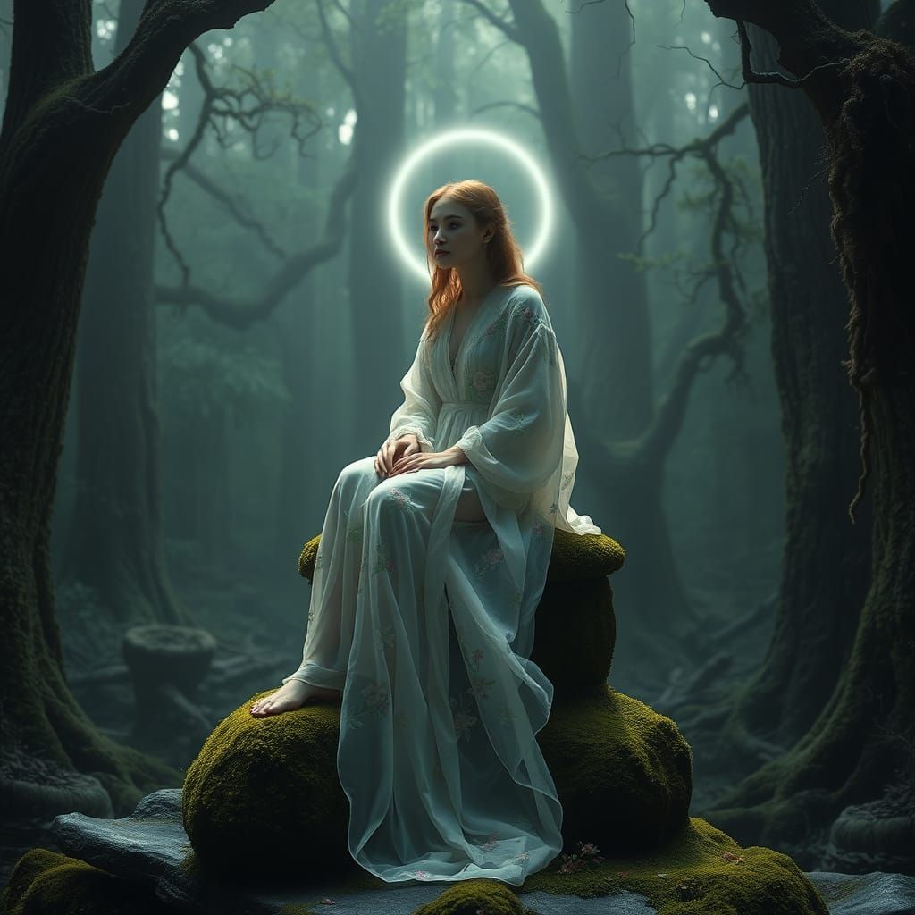 Nymph in Mystical Forest, Cinematic Lighting