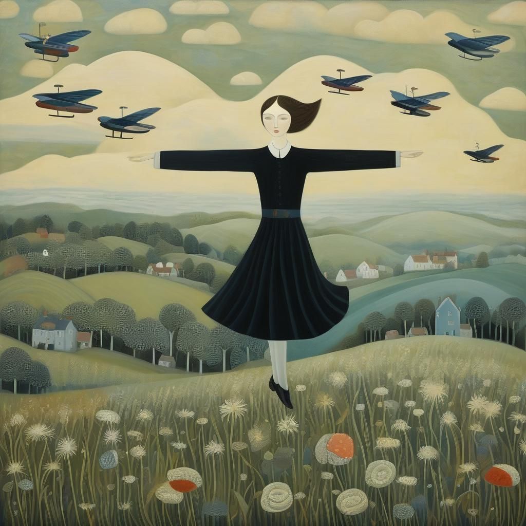 Surreal Vintage Dream of Flight: Digital Art