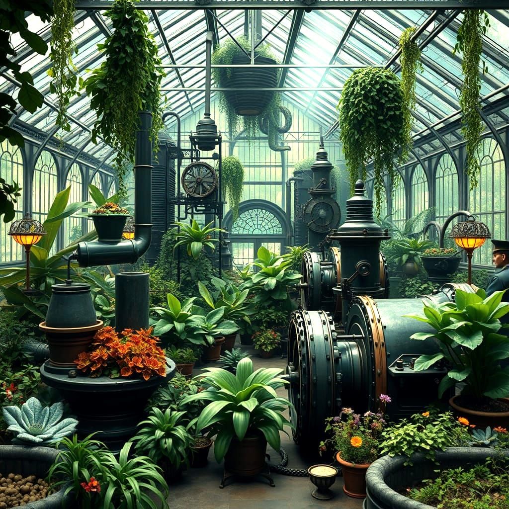 Victorian Botanical Wonders in a Mechanical Garden