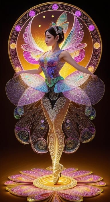 Hyperdetailed Quilling Ballerina with Hummingbird Feeder in ...