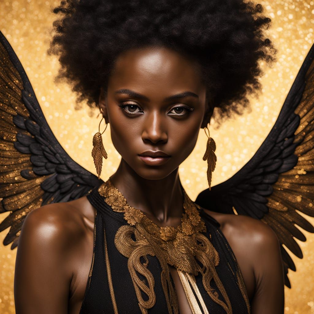 Golden Angel of Capetown in Klimt Style