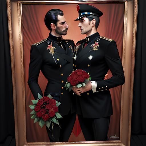 Italian Men with Roses in Hyperrealistic Style