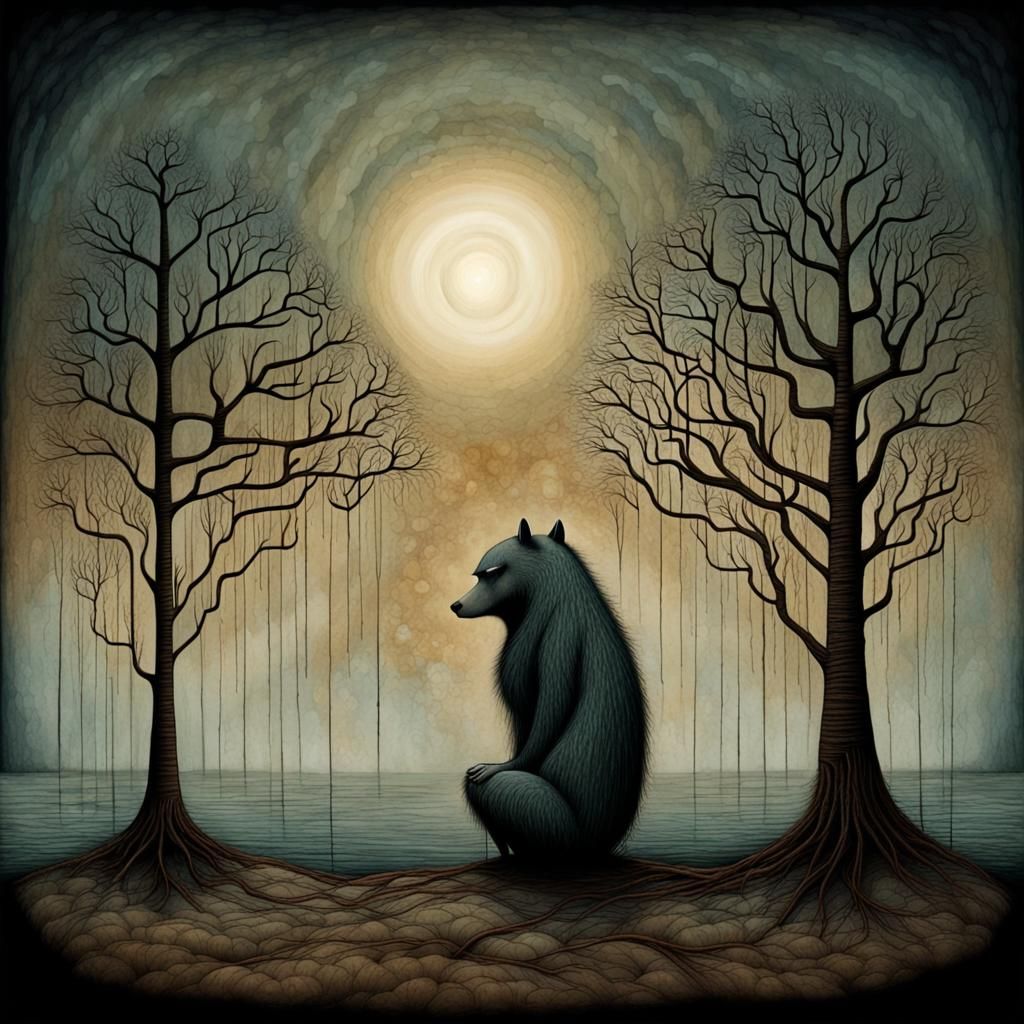 Surreal Painting of Despair and Sorrow