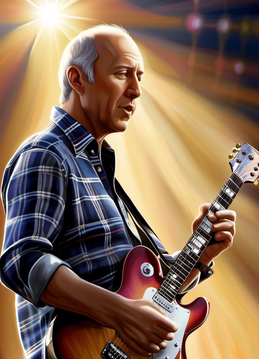 Photorealistic Mark Knopfler Playing Guitar with Bokeh