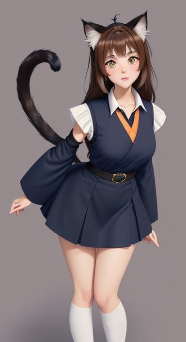 Anime-Inspired Cat Girl School Uniform