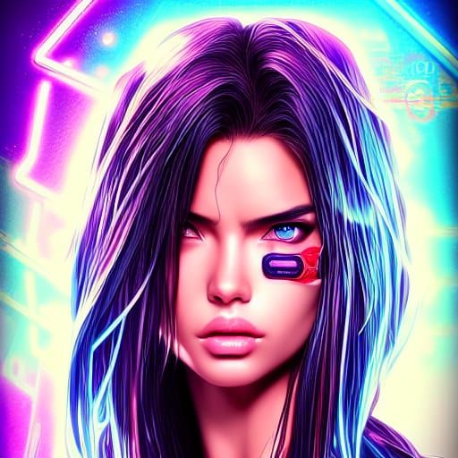 Cyberpunk Model in Vibrant Neon Colors