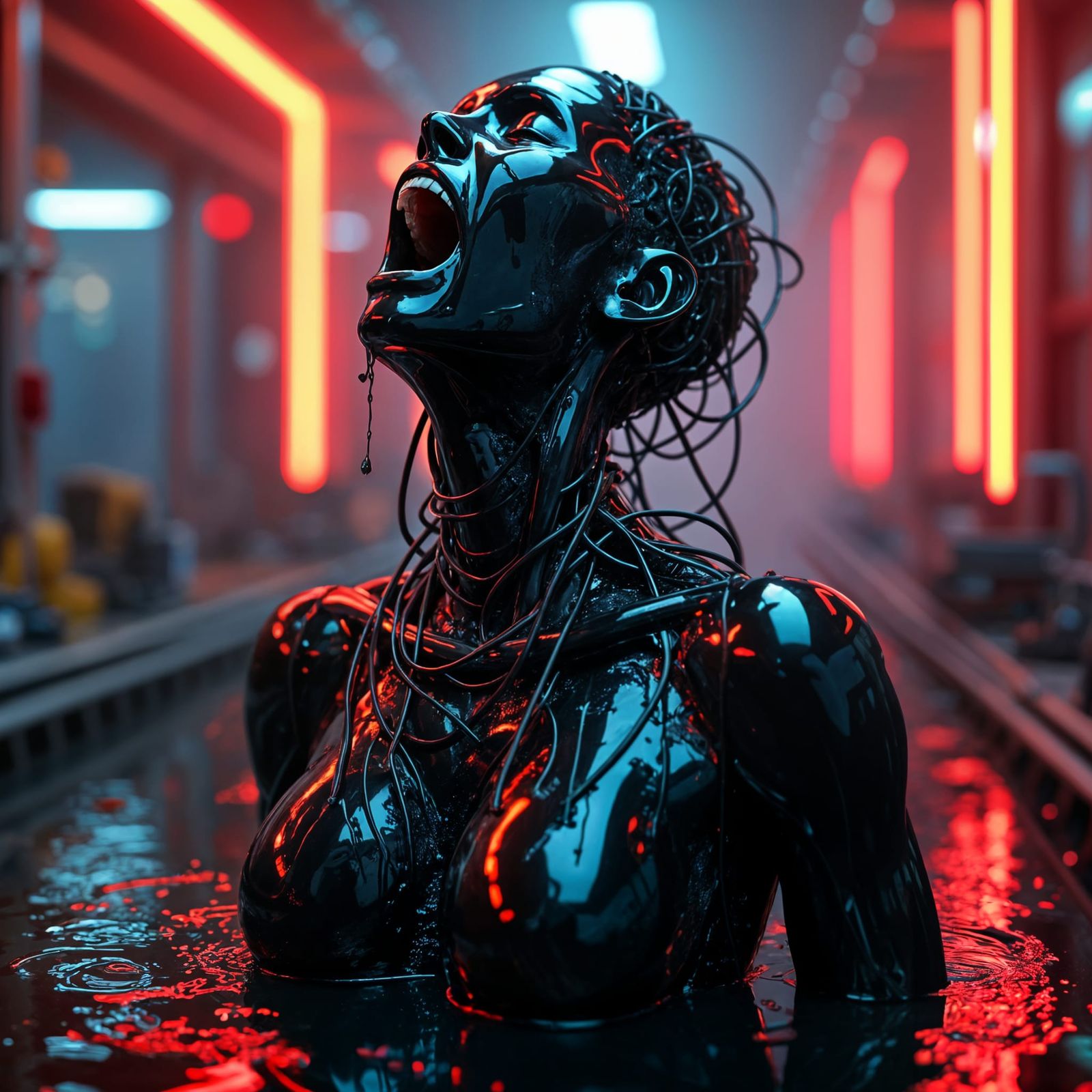 Screaming Android in Cybernetic Laboratory