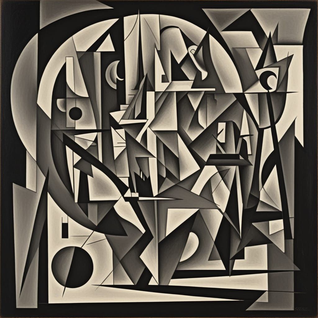 Dark Fantasy World in Cubist Style