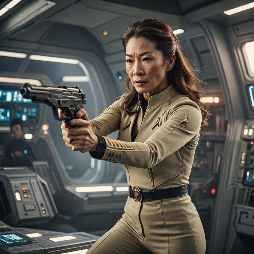Michelle Yeoh in Star Trek Action Scene