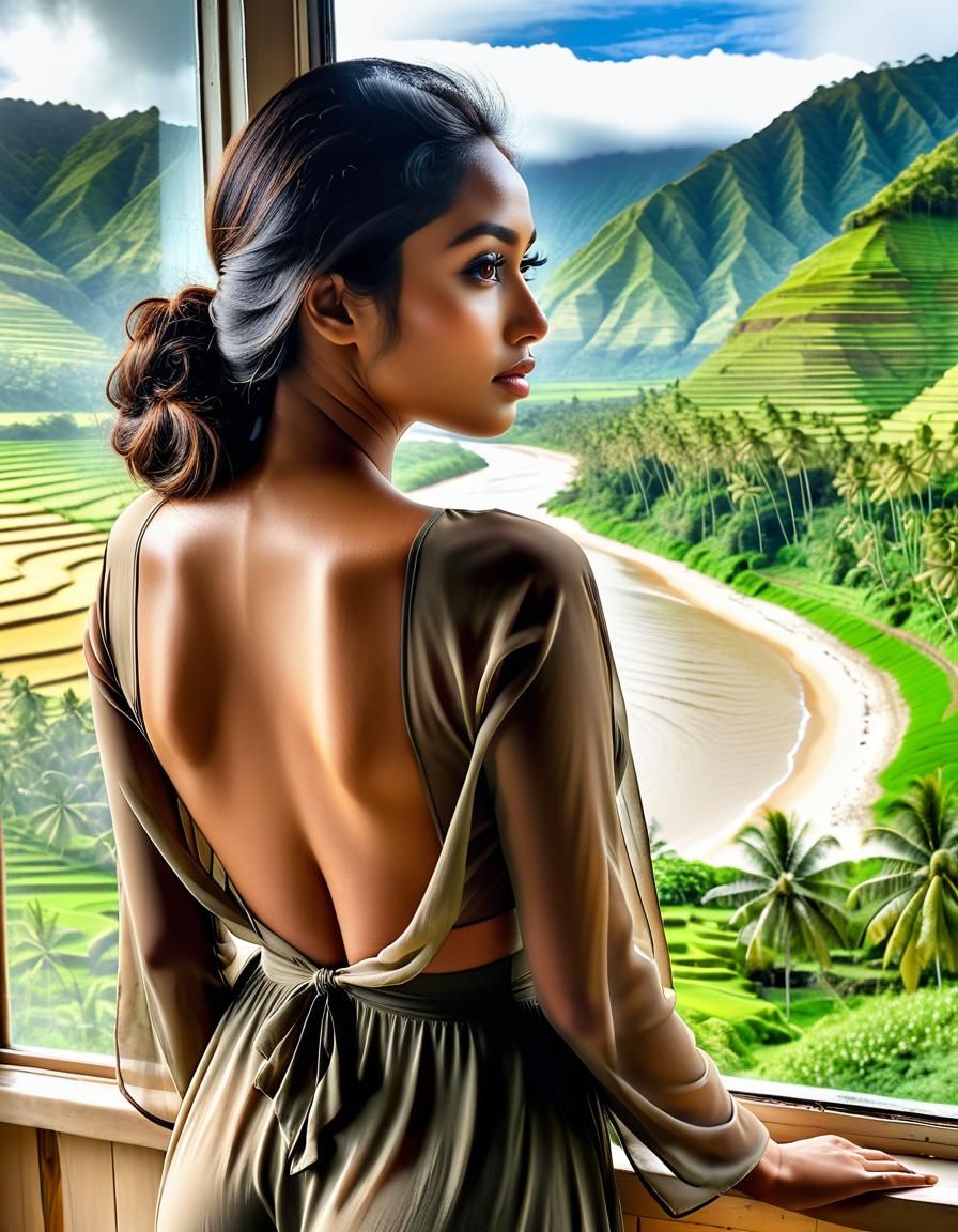 Tropical View: Indonesian Woman in Natural Light