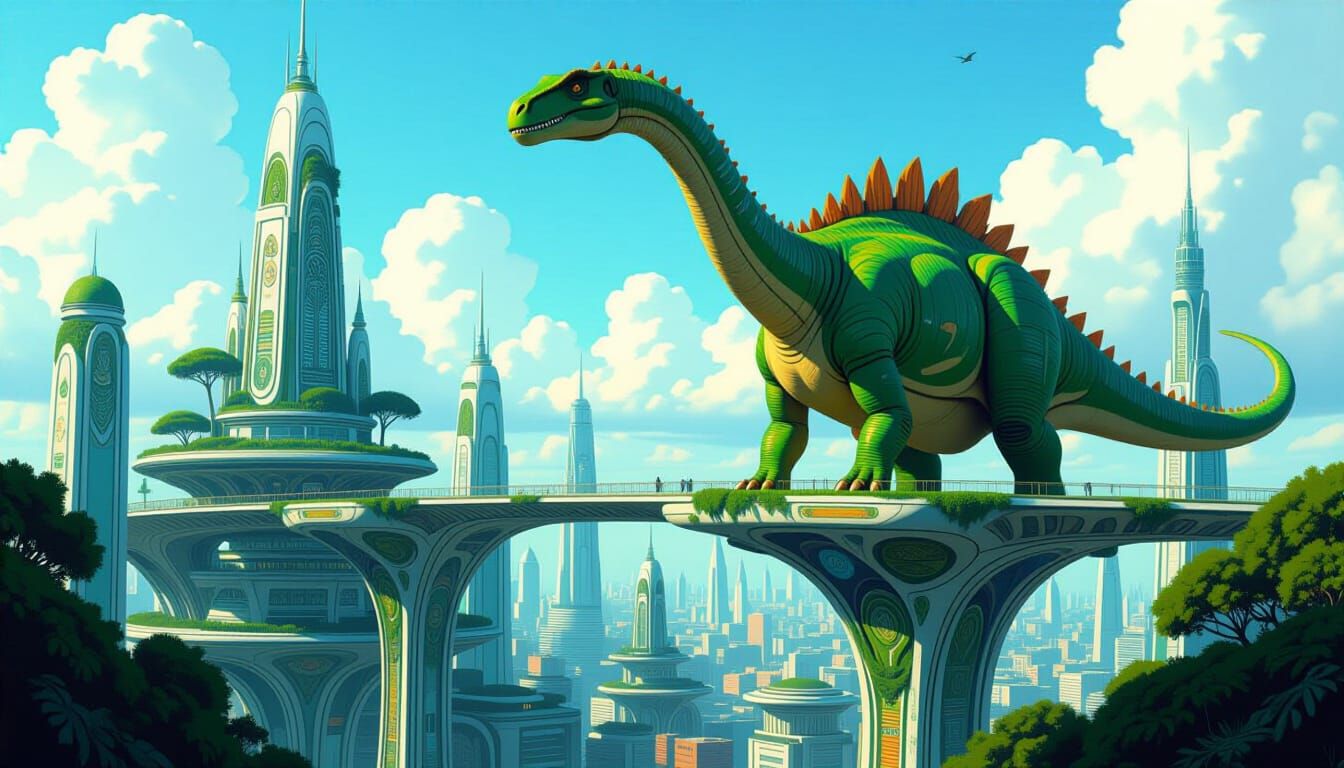 Dinosaur Metropolis of the Future in Organic Style