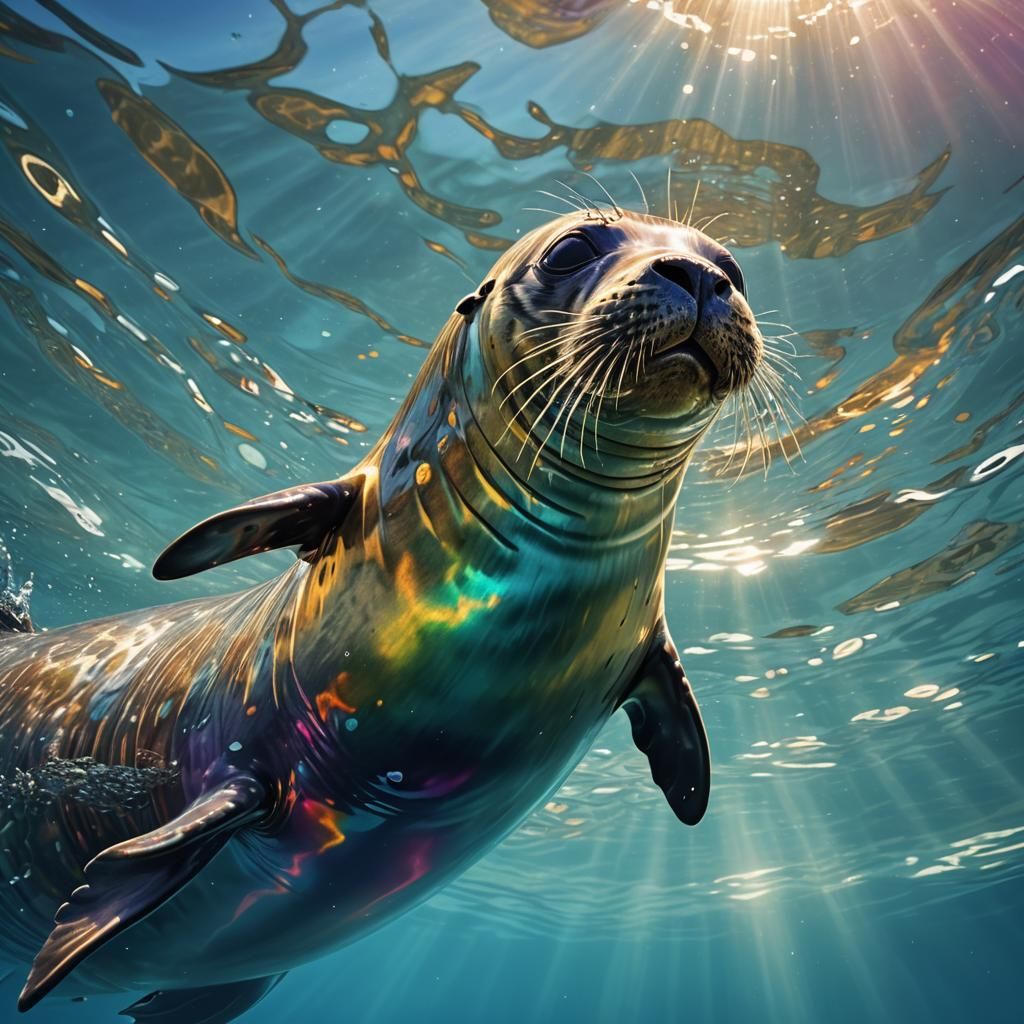 Seal Underwater in Hyperrealistic Digital Art