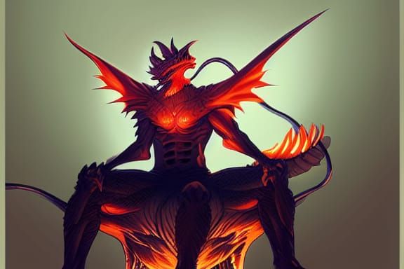 Anime Man on Dragon, Detailed Art