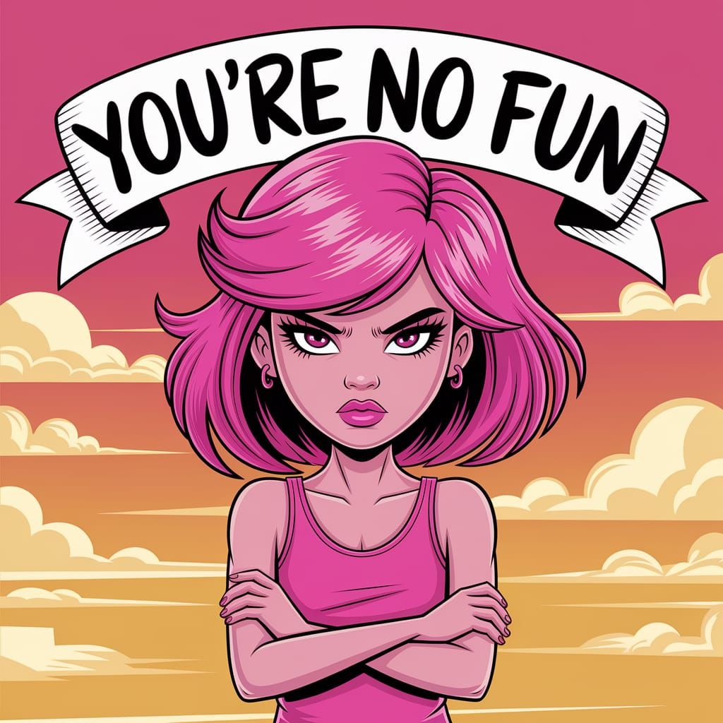 Sassy Pink-Haired Girl with Attitude