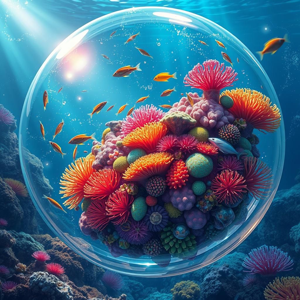 Coral Reef in Bubble: a Matte Painting
