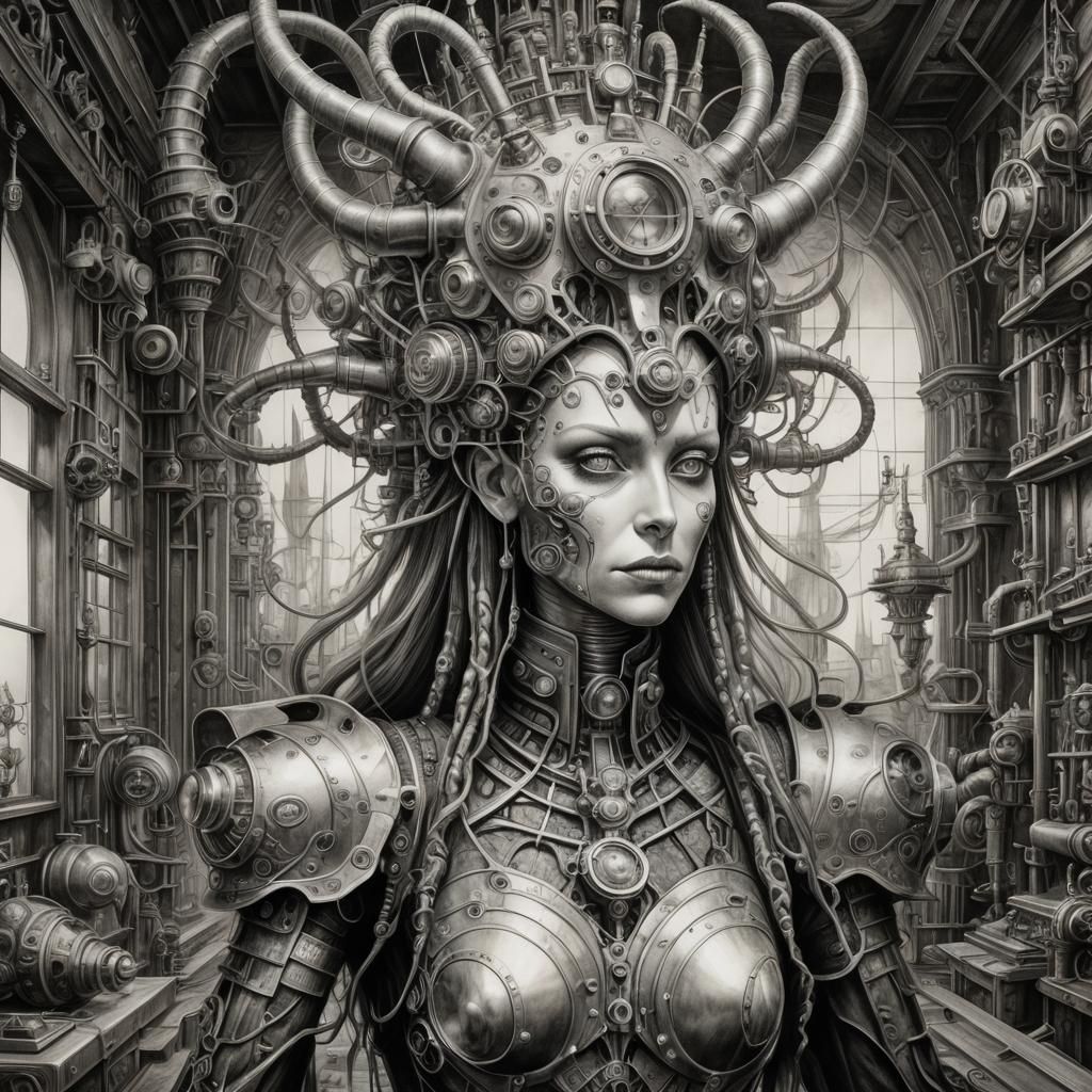 Steampunk Monster in Surreal World