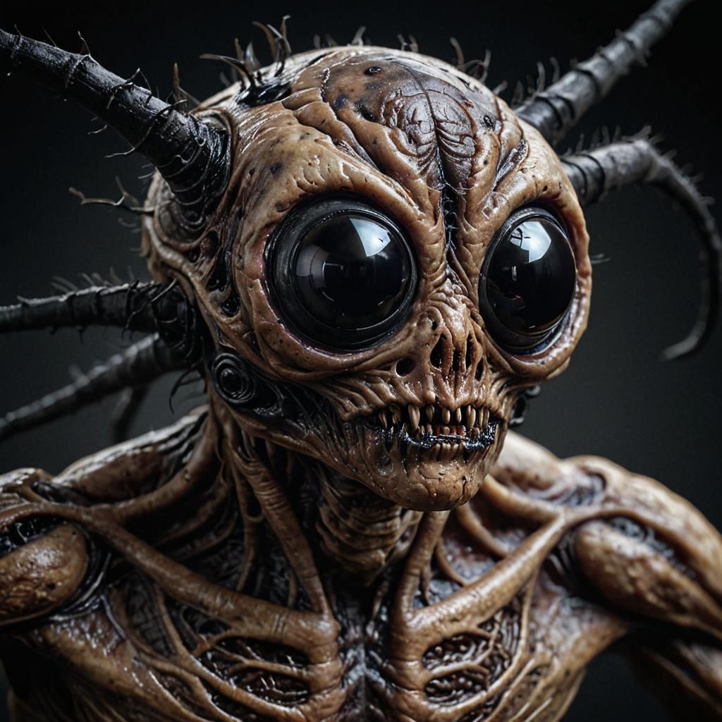 Odd Unique, absurd, creature with many black eyes and many l...