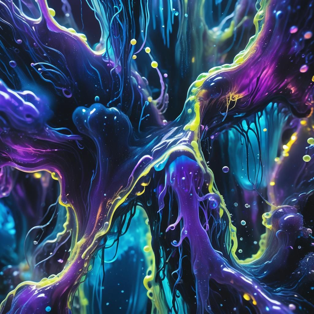 Bioluminescent Slime: Surreal Dark Fantasy Macro Shot
