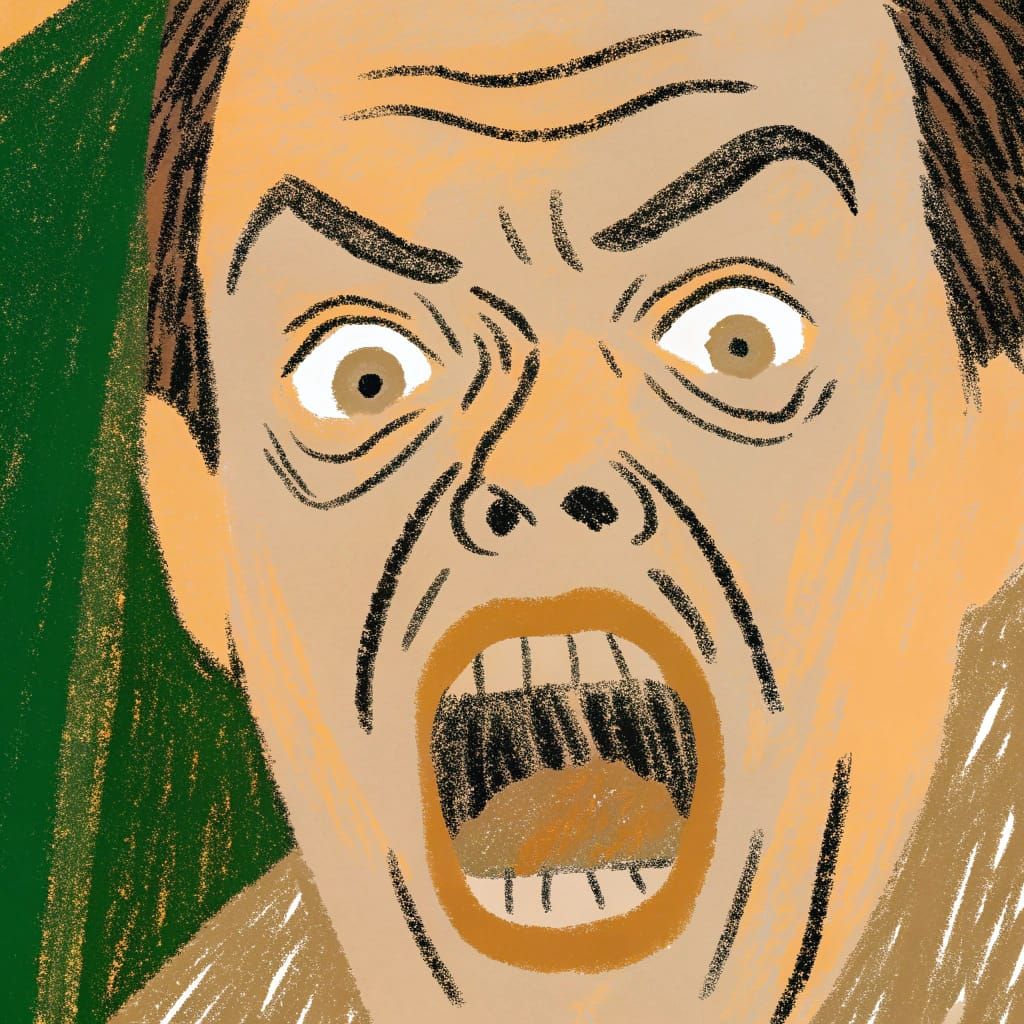 Man Screaming: Detailed Charcoal Drawing