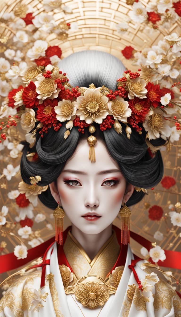 Japanese Goddess Amaterasu in White Clothing