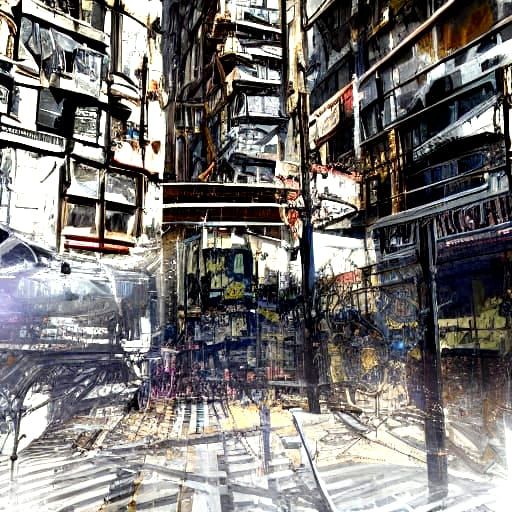 Neon-Soaked Cyberpunk Dystopia in Gritty Chrome and Rust