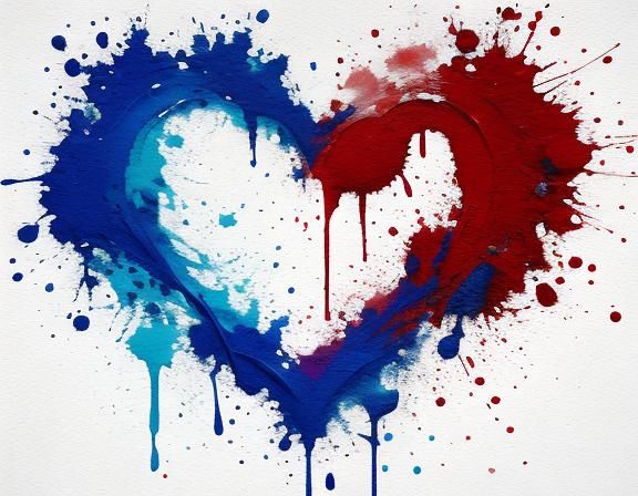 Ink Splatter Heart in Abstract Expressionist Style