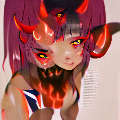 Fiery Demon Girl in 3D Style
