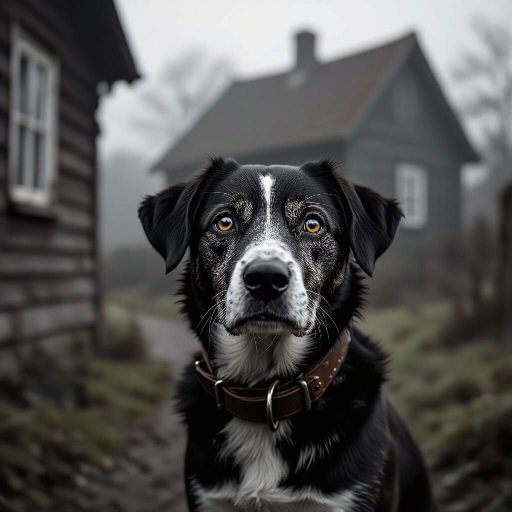 Emotive Portrait of a Forlorn Dog in Black and White
