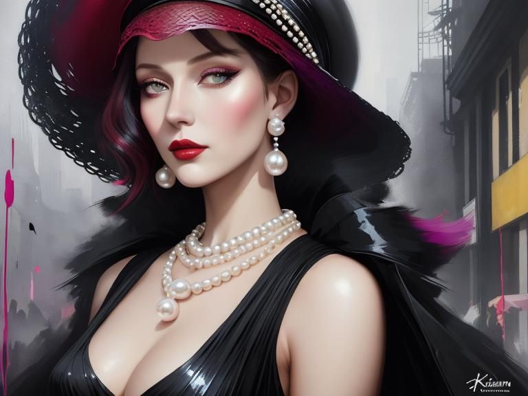 Elegant Flapper Portrait in Art Deco Style