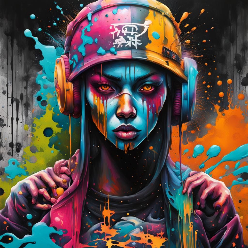 Colorful Graffiti Street Art with Splash Effects