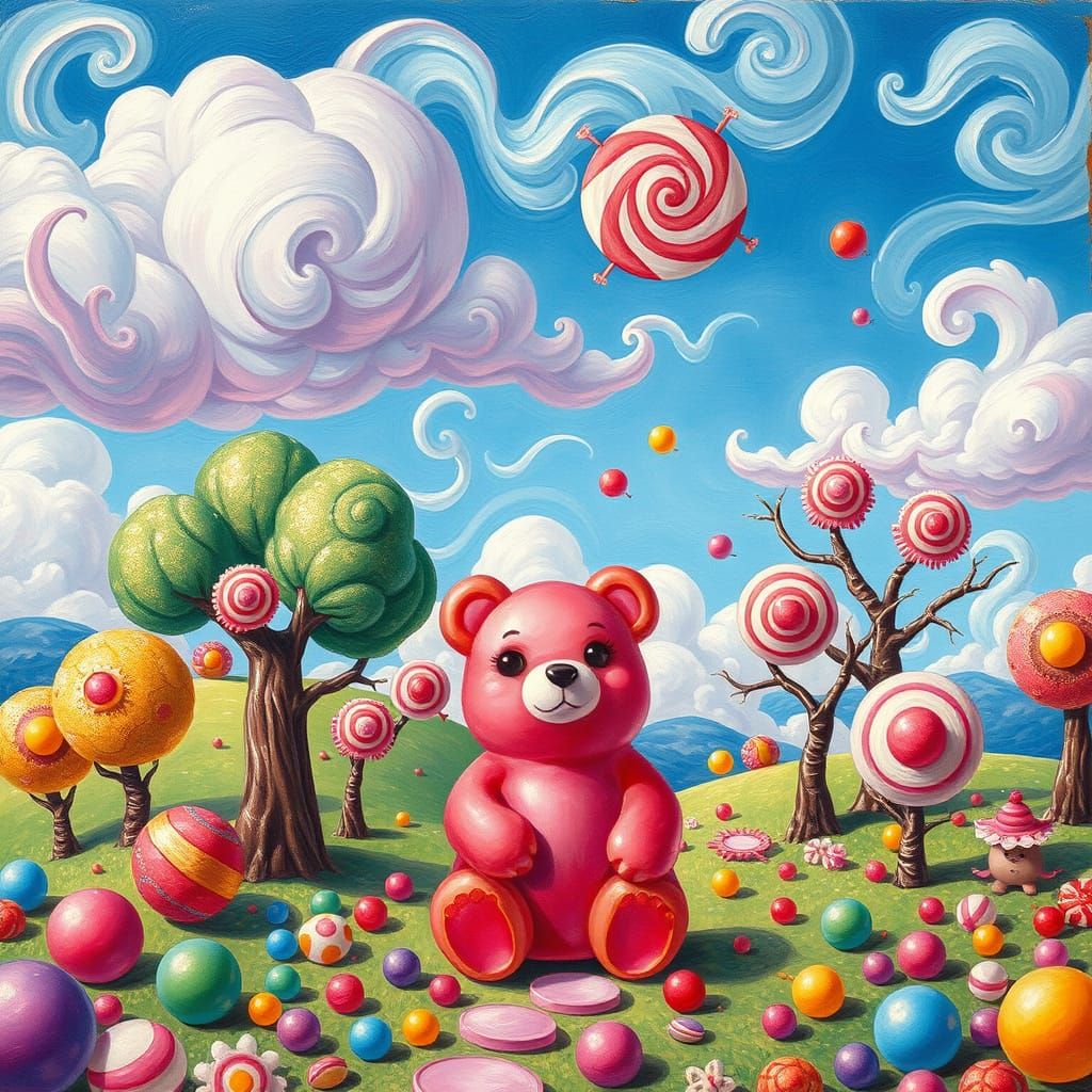 Whimsical Candyland Dreamscape in Vibrant Colors