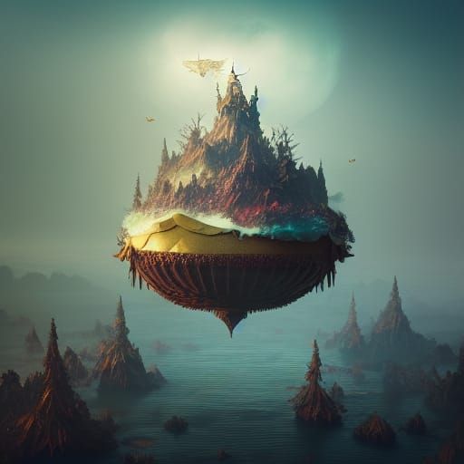 Hyperdetailed Floating Island Photo Manipulation