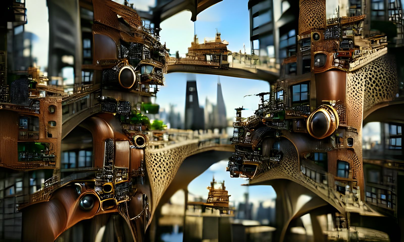 Magnificent Steampunk City with Towering Structures