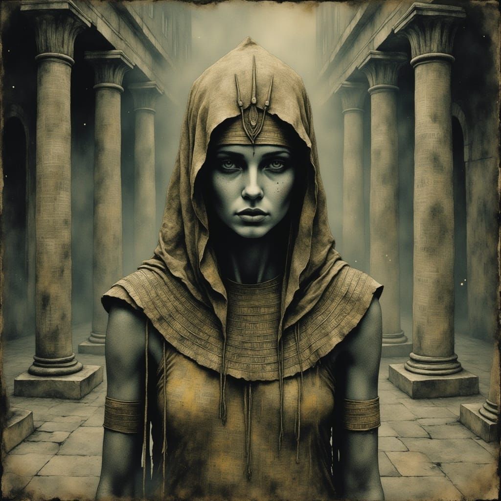 Mystical Pharaoh in Ancient Ruins: 3D Render