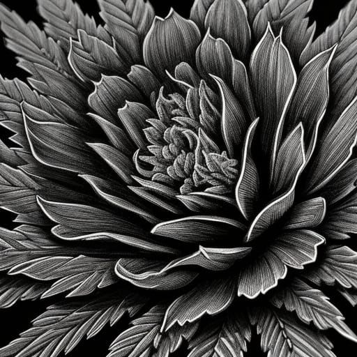 Marijuana Flower in Graffiti-Style Charcoal Drawing