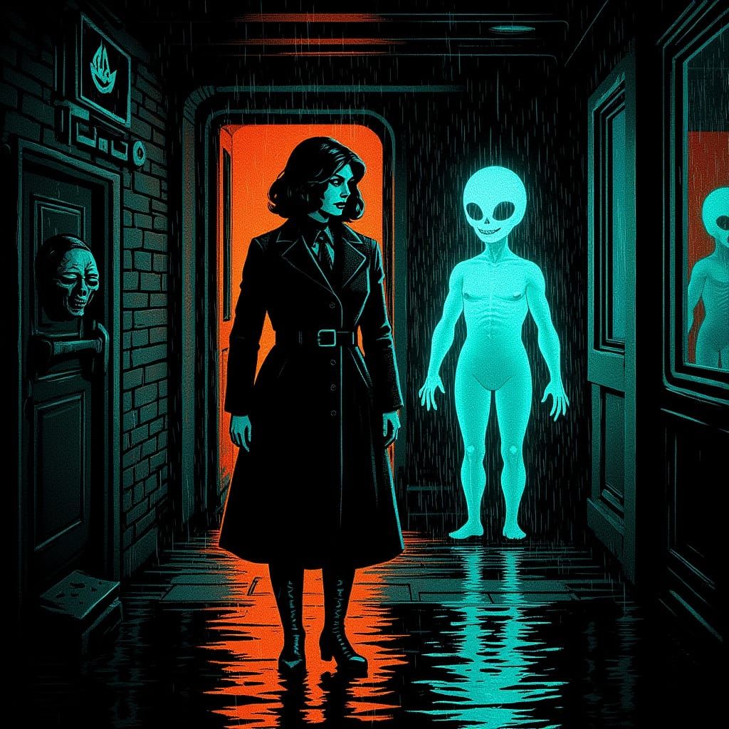 Sardonic Detective Investigates Alien Anomaly in Rainy Neon ...