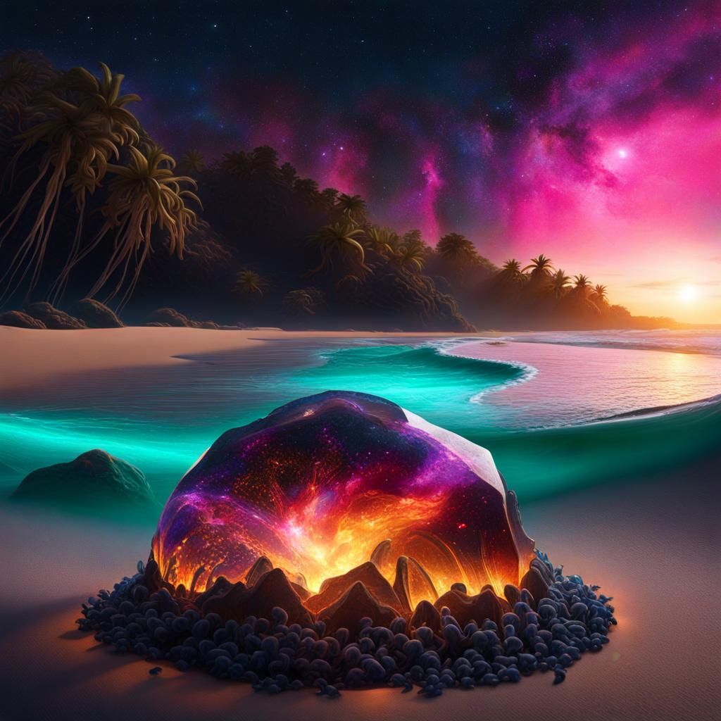 Jeweled Nebula Creature Digging on Jellyfish Beach