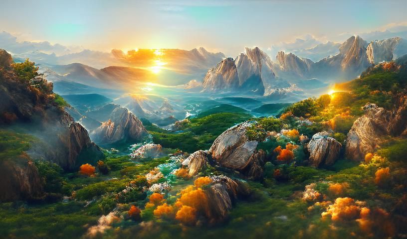 Majestic Mountain Vista in Golden Morning Light