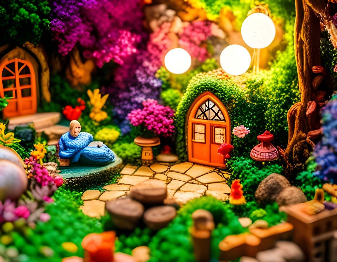 Intricate Fairytale Miniature Wonderland in Floral Bubble