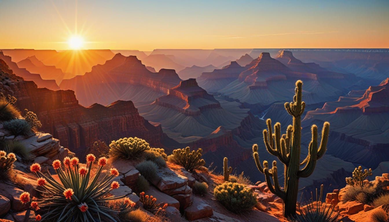Hyper Realistic Grand Canyon Landscape at Dawn