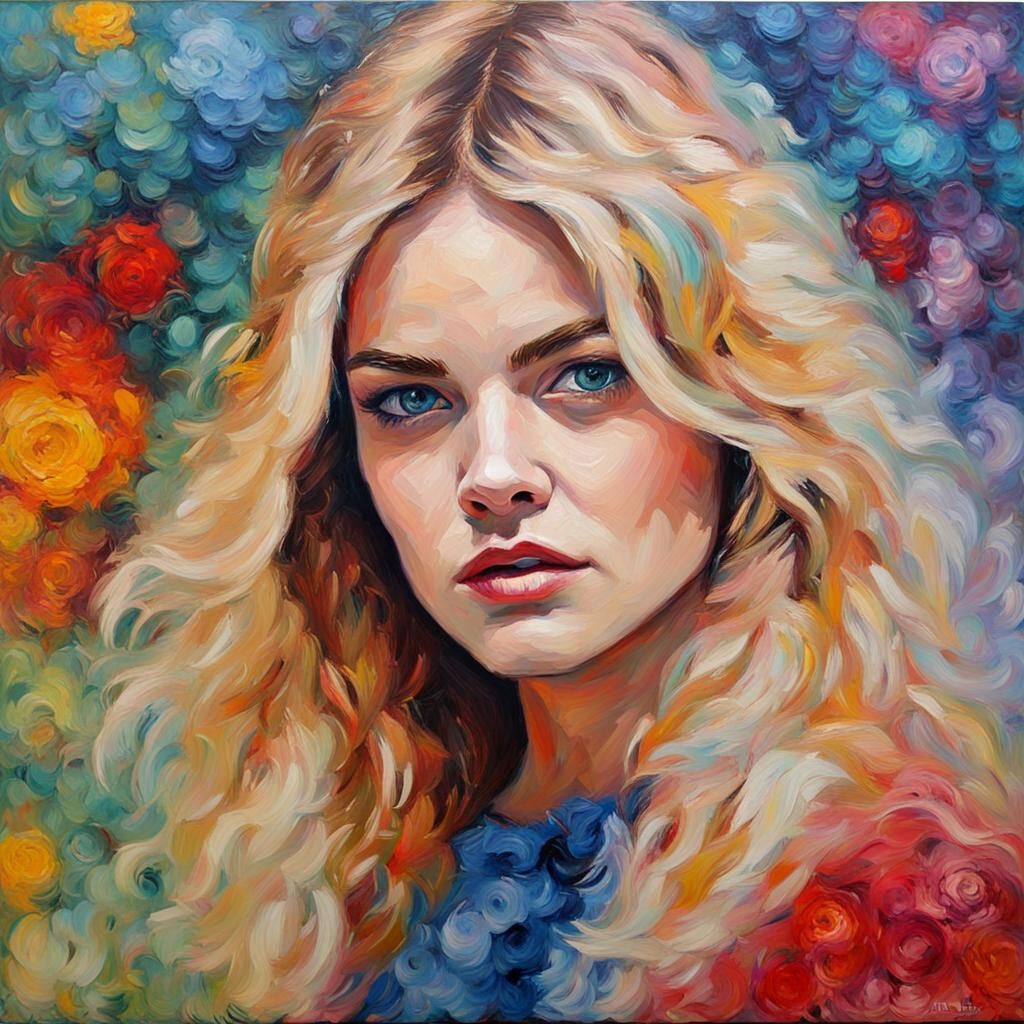 Samara Weaving in Expressionist Impasto Oil Painting
