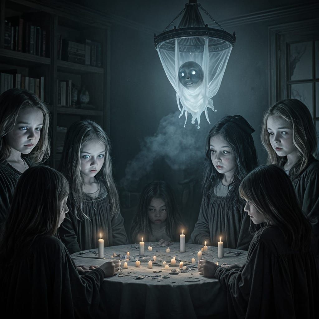 Terrified Children and Everescing Ghost at Ouija Board