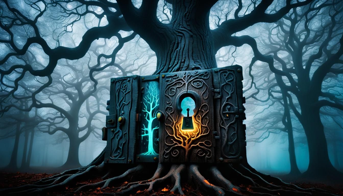 Magical Surreal Tree With Runed Lock