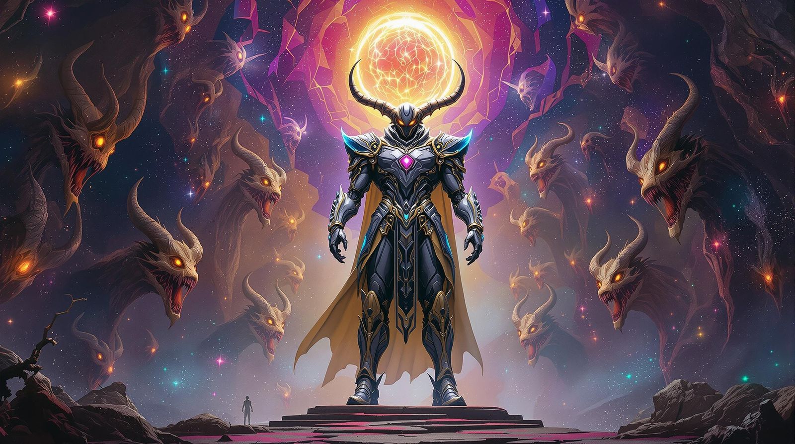 Cyborg Praetorian Guard in Luminous, Cryptid-Inspired Realm