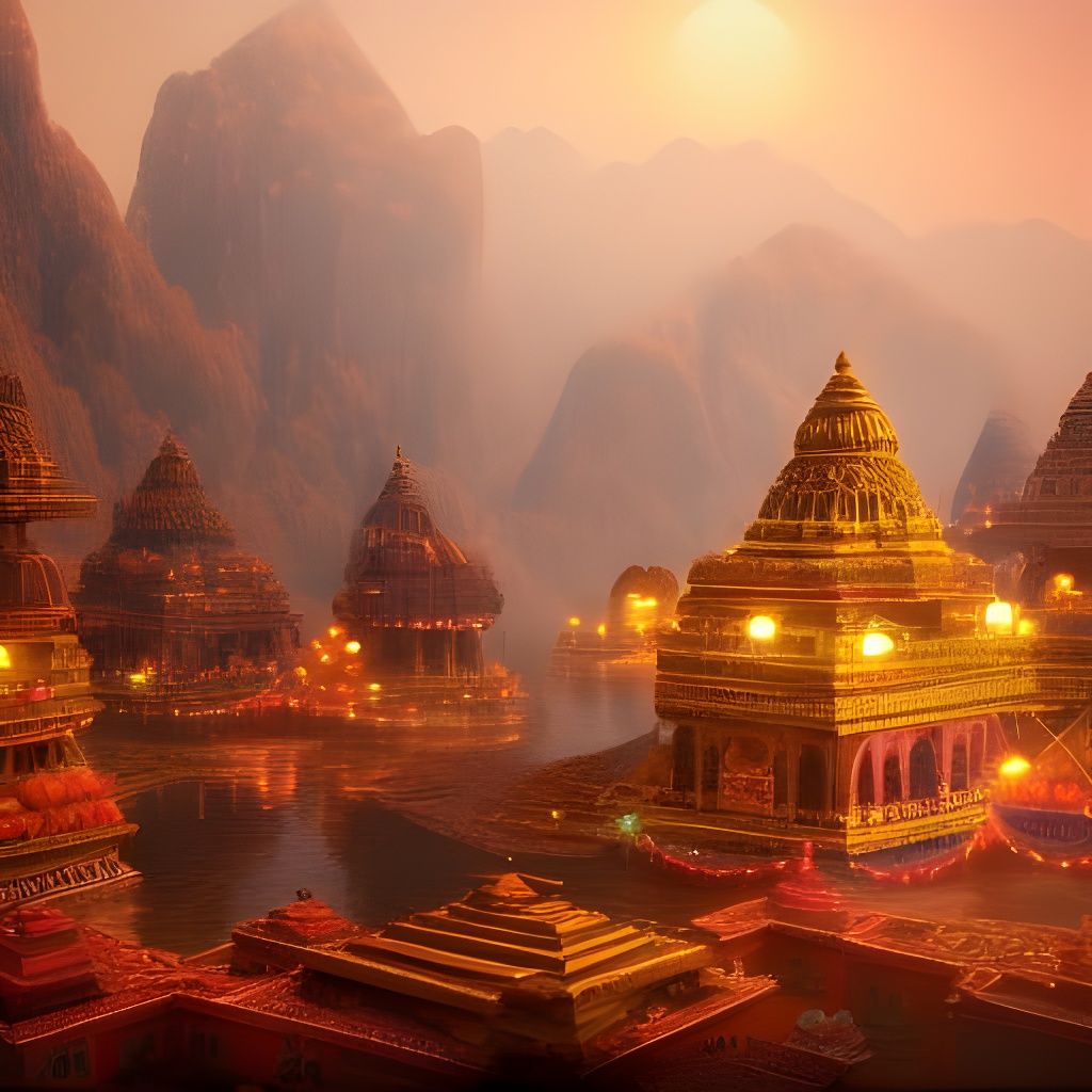Diwali Festival: Detailed Matte Painting in Deep Color