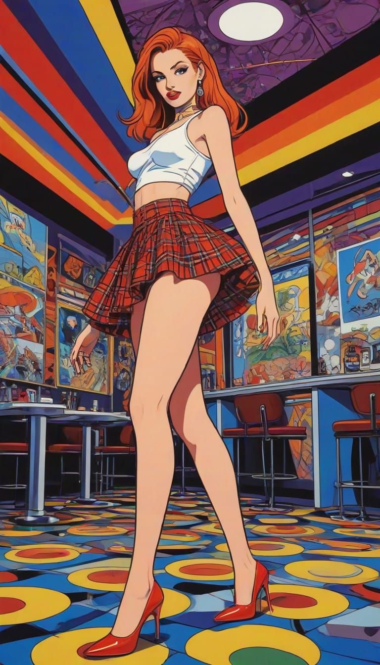 Bold Pop Art Dancer in Vibrant Nightclub Scene