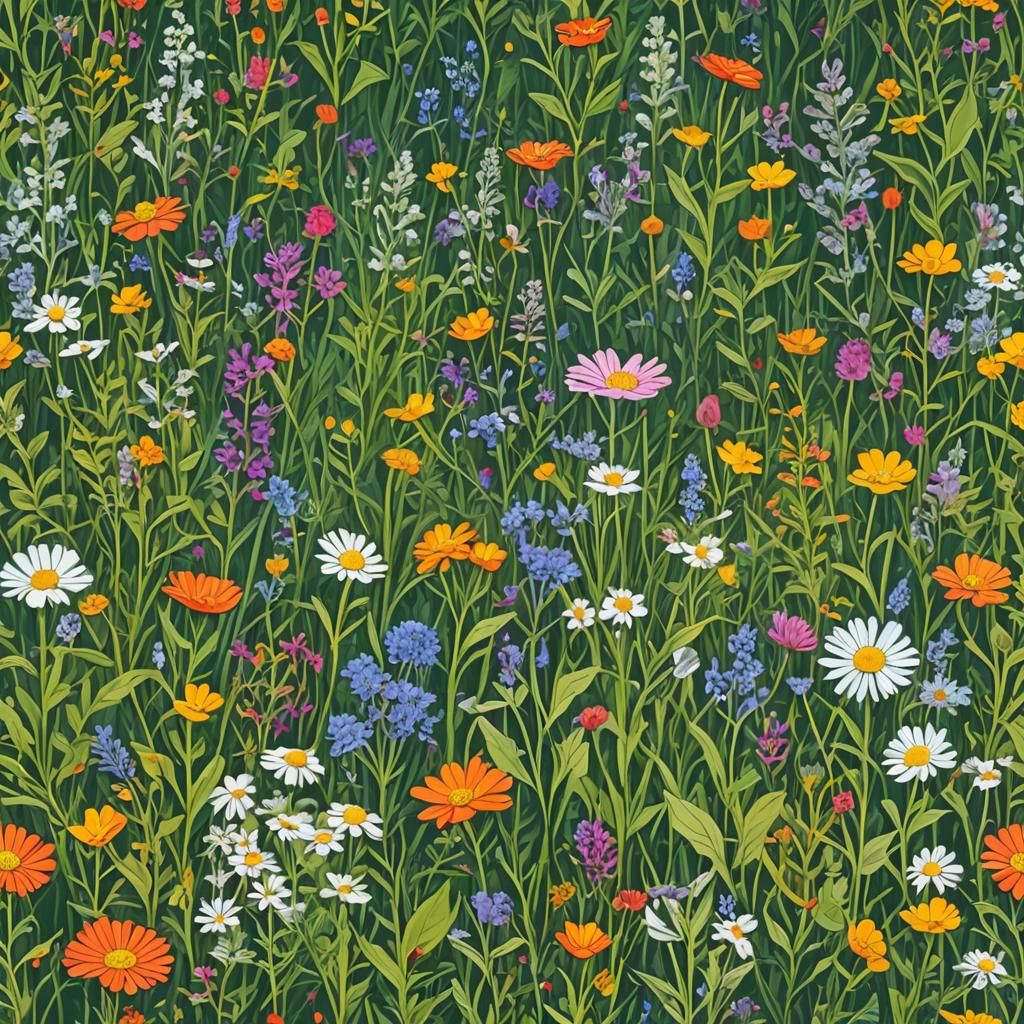 Abstract Wildflowers in Forest Glade Art