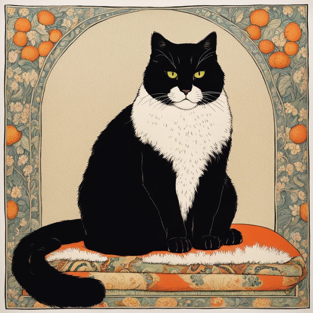 Elegant Tuxedo Cat in Soft Focus