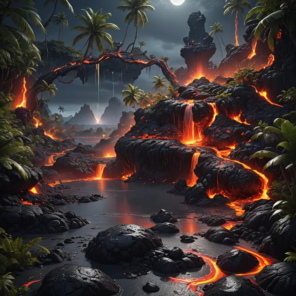 Tropical Island Raindrop Fantasy in Detailed Digital Art