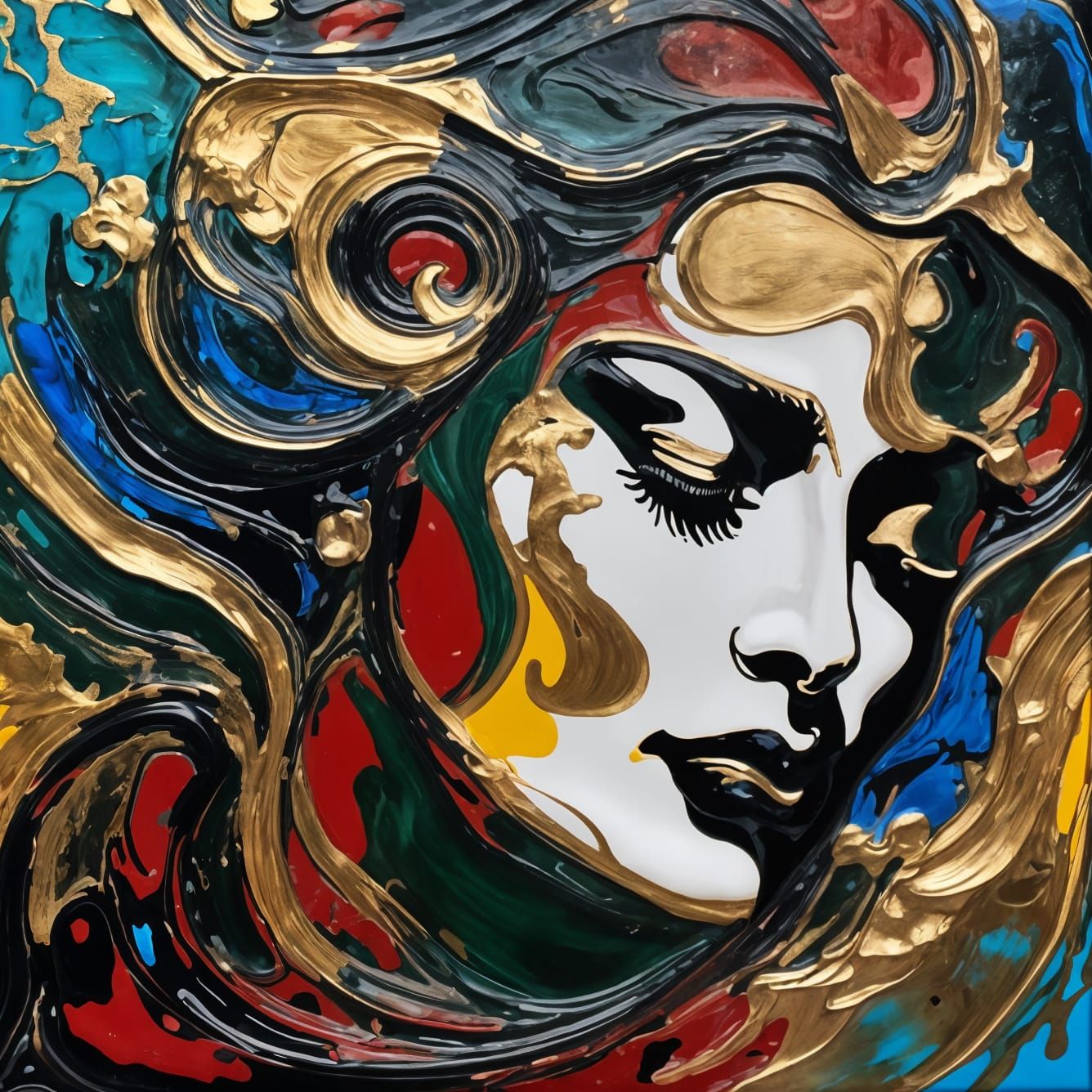 beneath her lacquered grief